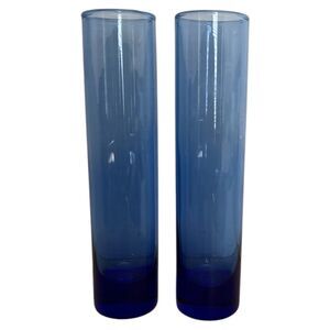 VTG 90s Libbey Cobalt Blue Glass Bud Vase Set of 2 Coastal Nautical Beach Decor